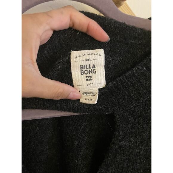 Billabong Sweater Women's M Black Without a Crew Keyhole Cut Out Knit Wool Blend - Picture 3 of 6